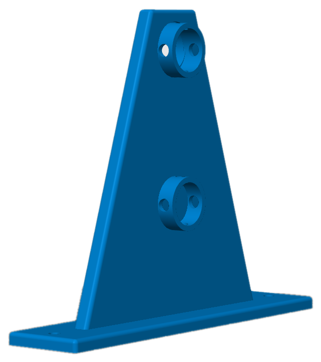 3D printed triangular mounting bracket with shaft collars and base plate