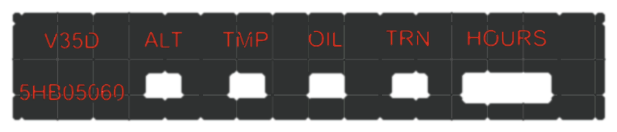 Custom 3D printed instrument panel overlay with engraved labels and gauge cutouts